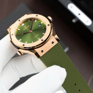 Đồng Hồ Hublot Rep 11 Classic Fusion King Gold Màu Xanh Lá Cây Máy SW300 Thuỵ Sỹ Dây Cao Su 42mm (2)