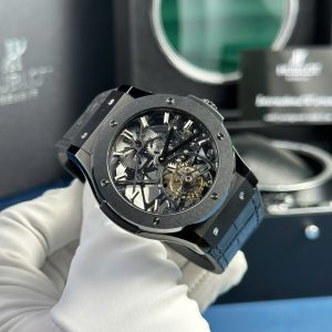Đồng Hồ Hublot Replica 11 Classic Fusion Skeleton Tourbillon Vỏ Gốm Đen 45mm (1)