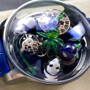 Đồng Hồ Jacob & Co Gấu Trúc Replica Cao Cấp Nhất Dây Da Màu Xanh 50mm (1)