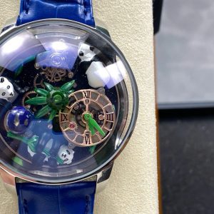 Đồng Hồ Jacob & Co Gấu Trúc Replica Cao Cấp Nhất Dây Da Màu Xanh 50mm (1)