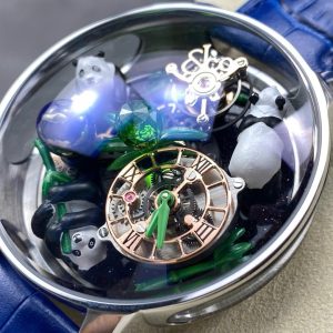 Đồng Hồ Jacob & Co Gấu Trúc Replica Cao Cấp Nhất Dây Da Màu Xanh 50mm (1)