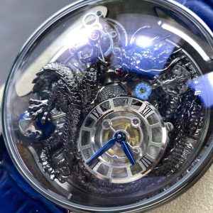 Đồng Hồ Jacob & Co Rồng Đen Replica Cao Cấp Nhất Dây Da Màu Xanh 45mm (10)