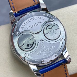 Đồng Hồ Jacob & Co Rồng Đen Replica Cao Cấp Nhất Dây Da Màu Xanh 45mm (10)