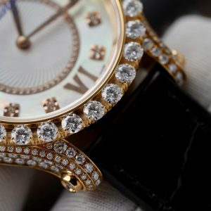 Đồng Hồ Nữ Chopard Happy Sport 274809 Chế Tác Bọc Vàng Thật + Đính Kim Cương Moissanite 36mm (2)