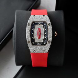 Đồng Hồ Nữ Richard Mille Màu Đỏ RM007 Chế Tác Đính Moissanite Hong Kong 36mm (2)