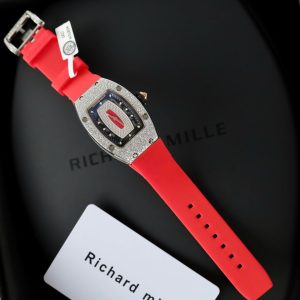 Đồng Hồ Nữ Richard Mille Màu Đỏ RM007 Chế Tác Đính Moissanite Hong Kong 36mm (2)