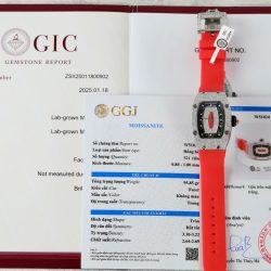 Đồng Hồ Nữ Richard Mille Màu Đỏ RM007 Chế Tác Đính Moissanite Hong Kong 36mm (2)