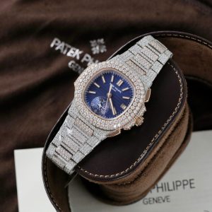 Đồng Hồ Patek Philippe Nautilus 5980 Replica 11 Bọc Vàng Thật Đính Full Kim Cương Moissanite 40mm (2)