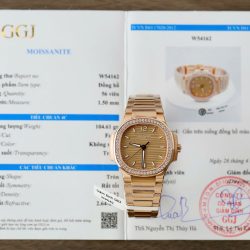 Đồng Hồ Patek Philippe Nautilus 7118 Nữ Chế Tác Bọc Vàng Thật Đính Moissante Xưởng 3K 35 (1)