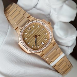 Đồng Hồ Patek Philippe Nautilus 7118 Nữ Chế Tác Bọc Vàng Thật Đính Moissante Xưởng 3K 35 (1)