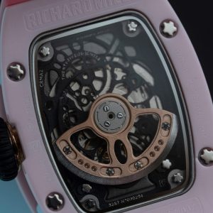 Đồng Hồ Richard Mille RM07-01 Fake 11 Vỏ Ceramic Dây Cao Su Màu Hồng 36mm (2)