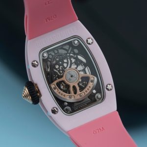 Đồng Hồ Richard Mille RM07-01 Fake 11 Vỏ Ceramic Dây Cao Su Màu Hồng 36mm (2)
