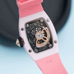 Đồng Hồ Richard Mille RM07-01 Fake 11 Vỏ Ceramic Dây Cao Su Màu Hồng 36mm (2)