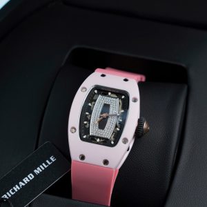 Đồng Hồ Richard Mille RM07-01 Fake 11 Vỏ Ceramic Dây Cao Su Màu Hồng 36mm (2)