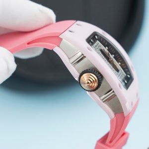 Đồng Hồ Richard Mille RM07-01 Fake 11 Vỏ Ceramic Dây Cao Su Màu Hồng 36mm (2)