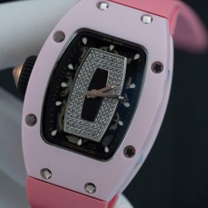 Đồng Hồ Richard Mille RM07-01 Fake 11 Vỏ Ceramic Dây Cao Su Màu Hồng 36mm (2)