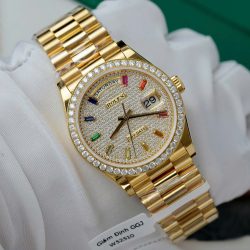 Đồng Hồ Rolex Chế Tác Day-Date Bọc Vàng 18K Độ Kim Cương Moissanite GMF 36mm (2)