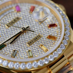 Đồng Hồ Rolex Chế Tác Day-Date Bọc Vàng 18K Độ Kim Cương Moissanite GMF 36mm (2)