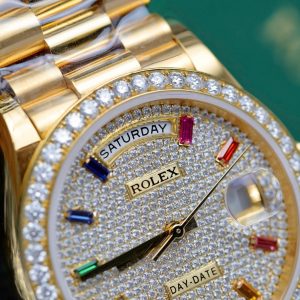 Đồng Hồ Rolex Chế Tác Day-Date Bọc Vàng 18K Độ Kim Cương Moissanite GMF 36mm (2)