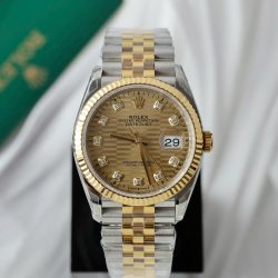 Đồng Hồ Rolex DateJust 126231 Màu Demi Mặt Xếp Gạch Màu Vàng Xưởng VS 36mm (2)