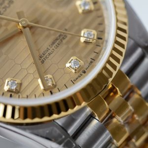 Đồng Hồ Rolex DateJust 126231 Màu Demi Mặt Xếp Gạch Màu Vàng Xưởng VS 36mm (2)