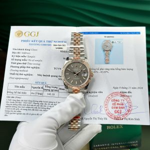 Đồng Hồ Rolex DateJust 126331 Bọc Vàng Thật Mặt Xám Gấp Nếp Nhà Máy GM V5 41mm (11)