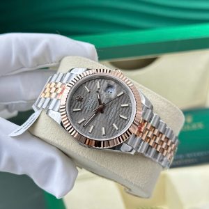 Đồng Hồ Rolex DateJust 126331 Bọc Vàng Thật Mặt Xám Gấp Nếp Nhà Máy GM V5 41mm (11)