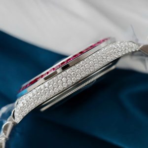 Đồng Hồ Rolex DateJust Chế Tác Hồng Ngọc + Kim Cương Moissanite Hong Kong 41mm (2)