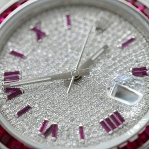 Đồng Hồ Rolex DateJust Chế Tác Hồng Ngọc + Kim Cương Moissanite Hong Kong 41mm (2)