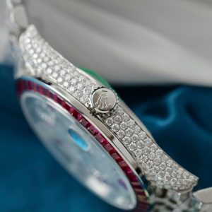 Đồng Hồ Rolex DateJust Chế Tác Hồng Ngọc + Kim Cương Moissanite Hong Kong 41mm (2)