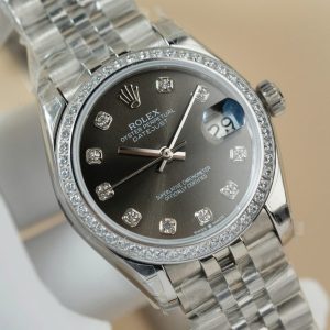 Đồng Hồ Rolex DateJust Lady Replica Cao Cấp Mặt Xám Cọc Số Đính Đá 31mm (2)