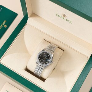Đồng Hồ Rolex DateJust Lady Replica Cao Cấp Mặt Xám Cọc Số Đính Đá 31mm (2)