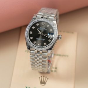 Đồng Hồ Rolex DateJust Lady Replica Cao Cấp Mặt Xám Cọc Số Đính Đá 31mm (2)