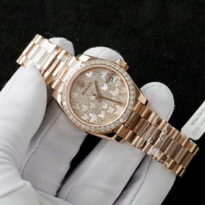 Đồng Hồ Rolex DateJust Mặt Số Butterfly Chế Tác Bọc Vàng Hồng + Độ Kim Cương Tổng Hợp 31mm (2)