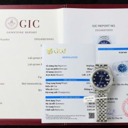 Đồng Hồ Rolex DateJust Mặt Xanh Blue Chế Tác Đính Full Kim Cương Nhân Tạo 36mm (2)