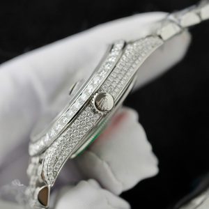 Đồng Hồ Rolex DateJust Mặt Xanh Blue Chế Tác Đính Full Kim Cương Nhân Tạo 36mm (2)