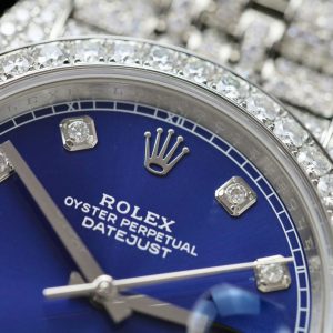 Đồng Hồ Rolex DateJust Mặt Xanh Blue Chế Tác Đính Full Kim Cương Nhân Tạo 36mm (2)