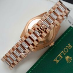 Đồng Hồ Rolex DateJust Nữ Mặt Chocolate Chế Tác Bọc Vàng Đính Moissanite 31mm (2)