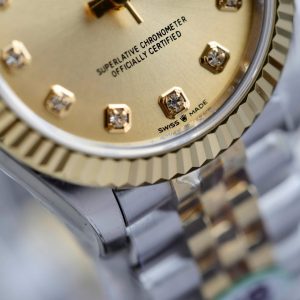 Đồng Hồ Rolex DateJust Nữ Replica 11 Mặt Vàng Champagne Xưởng THB 31mm (2)