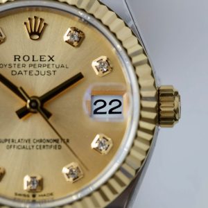 Đồng Hồ Rolex DateJust Nữ Replica 11 Mặt Vàng Champagne Xưởng THB 31mm (2)