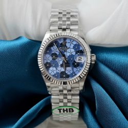 Đồng Hồ Rolex DateJust Replica 11 Nữ Mặt Hoa Màu Xanh Blue Xưởng THB 31mm (2)