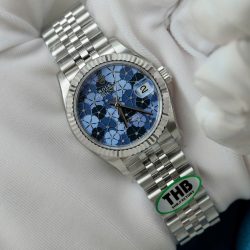 Đồng Hồ Rolex DateJust Replica 11 Nữ Mặt Hoa Màu Xanh Blue Xưởng THB 31mm (2)