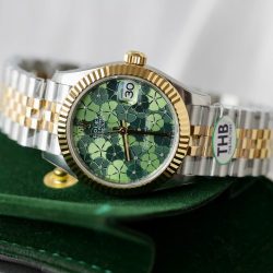 Đồng Hồ Rolex DateJust Replica 11 Nữ Mặt Hoa Màu Xanh Lá Cây Xưởng THB 31mm (2)