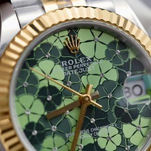 Đồng Hồ Rolex DateJust Replica 11 Nữ Mặt Hoa Màu Xanh Lá Cây Xưởng THB 31mm (2)