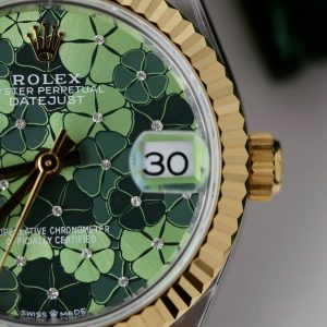Đồng Hồ Rolex DateJust Replica 11 Nữ Mặt Hoa Màu Xanh Lá Cây Xưởng THB 31mm (2)