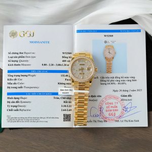 Đồng Hồ Rolex Day-Date Bọc Vàng 18K Độ Kim Cương Moissanite Chế Tác Xưởng GM 36mm (2)