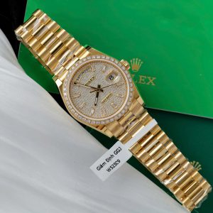 Đồng Hồ Rolex Day-Date Bọc Vàng 18K Độ Kim Cương Moissanite Chế Tác Xưởng GM 36mm (2)