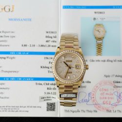 Đồng Hồ Rolex Day-Date Chế Tác Bọc Vàng 18K Đính Moissanite Trọng Lượng 159Gram QF 36mm (2)