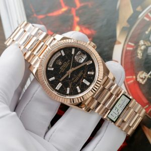 Đồng Hồ Rolex Day-Date Mặt Nham Thạch Chế Tác Bọc Vàng Thật Xưởng QF 40mm (2)