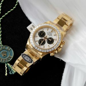 Đồng Hồ Rolex Daytona Mặt Thiên Thạch Chế Tác Bọc Vàng Thật + Đính Kim Cương Nhân Tạo Baguette 40mm (2)